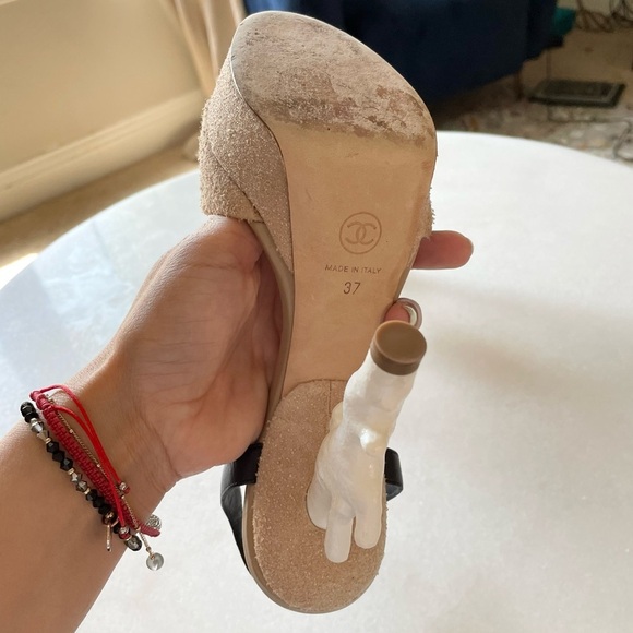 Chanel Coral Shaped Heel Nude Textured Platform Sandals - Picture 6 of 12